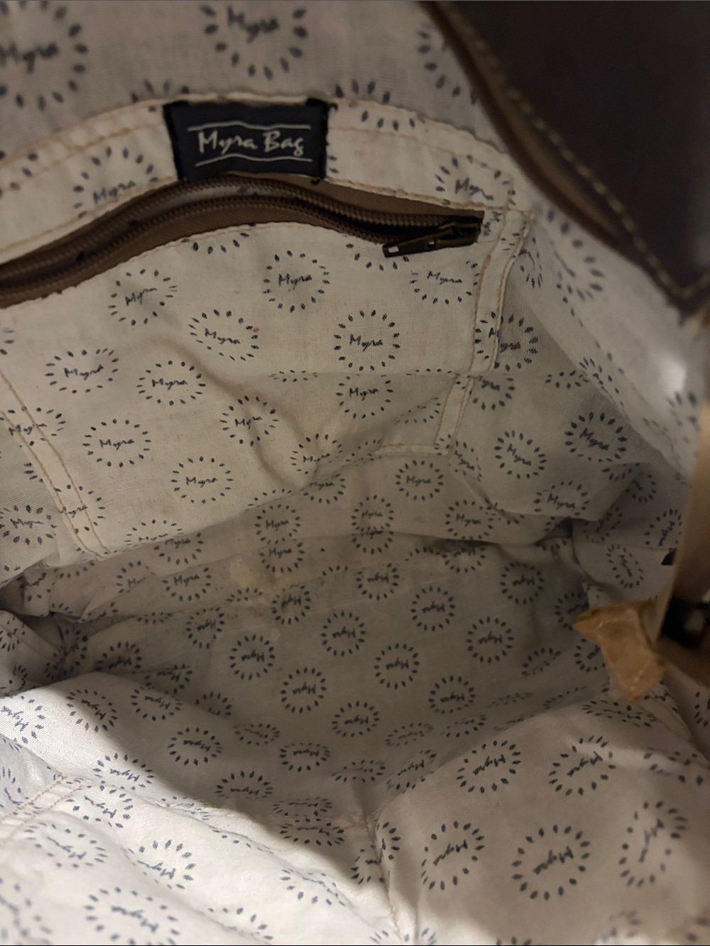 Myra Canvas & Leather Tote Bag in Brown and Gray - Picture 6 of 10